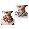 2Pcs Women Faux Silk Scarf Printing Faux Pearl Decor Lace Trim Lightweight Scarf Hand Strap Accessory