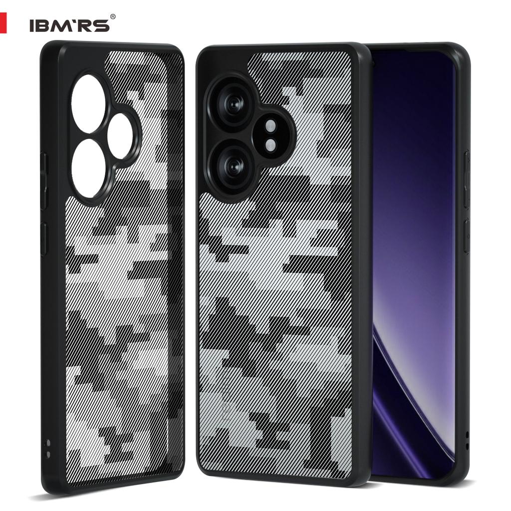 (В комплекте ремешок на запястье)Чехол IBMRS для телефона Realme GT Neo6 SE, Полупрозрачный матовый ударопрочный защитный чехол, Камуфляж Черный