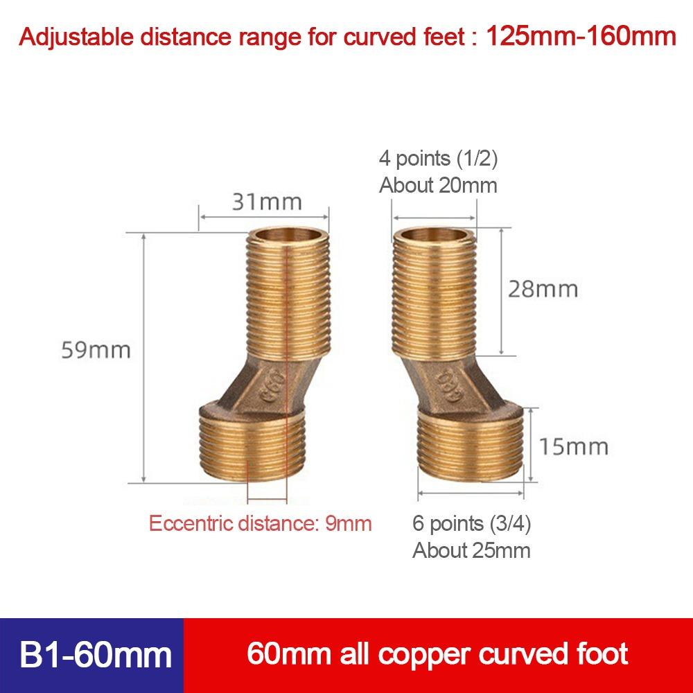 Copper Angled Curved Foot Angle Adjustment Connecting Accessories  Bathroom Hardware