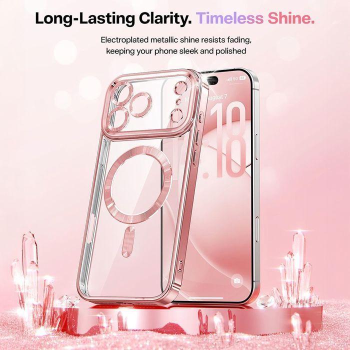 Coque de Protection - BOOLING - pour iPhone 17 Pro - Silicone avec Cercle Magnétique - Scintillant Rose