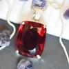 Натуральный красный топаз, кулон с огранкой «кушон» из стерлингового серебра 925 пробы, 95 карат