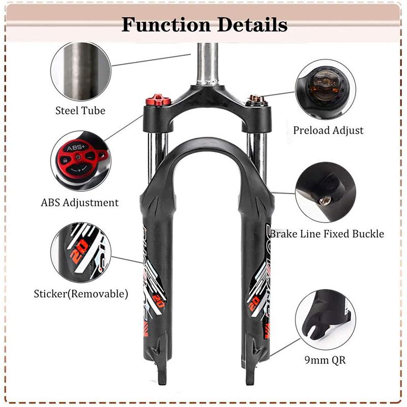 BUCKLOS Folding Bike Fork Oil Suspension 20 Inch Bicycle Fork 9*100mm Quick Release MTB BMX Forks 20in Bicycle Front Forks