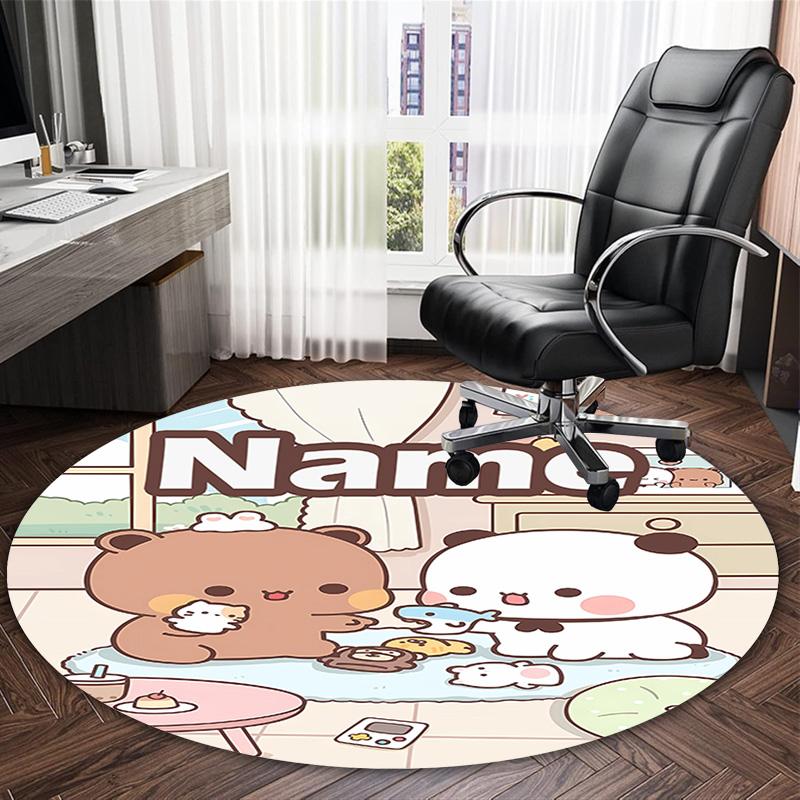 Customizable Yier BuBu Bear3 Round Non-Slip Carpet - Ideal for Garden, Picnic, Office, Perfect for Decoration, Suitable For All Seasons