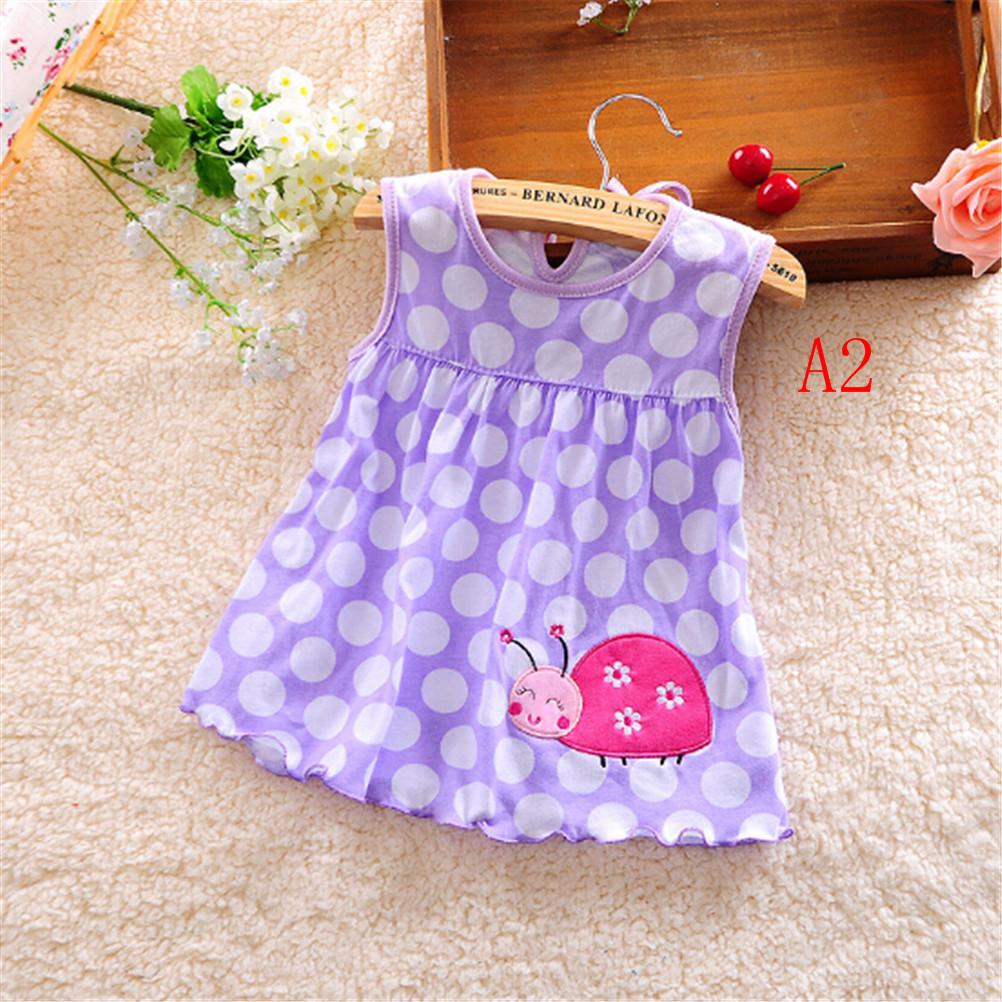 Newborn Baby Cotton Dress Regular Sleeveless A-Line Girl Dresses 0-24 Months