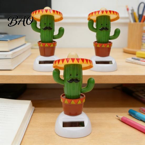 Solar Powered Car Toy Dance Cactus Ornament, Funny Automotive Interior Figurine Decor, Swinging Animated for Vehicles, Home Decor Tropical Style