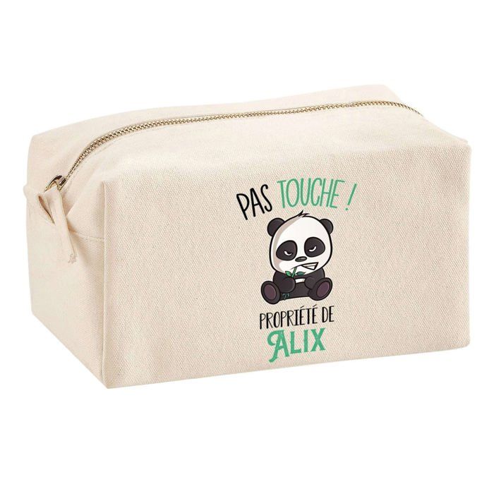 Trousse multifonction - PLANETEE - Alix Pas Touche Panda - Personnalisée (prénom) - Coton zippée - Impression HD