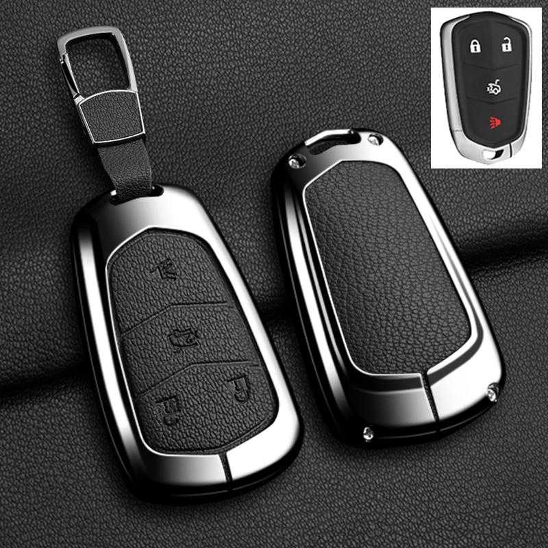 Car Key Case Cover For Cadillac Xt5 XTS CTS SRX ATSL XT4 CT6 ATS Escalade ESV DTS ELR STS 2014-2018 Zinc Alloy Leather Keychain AGY1