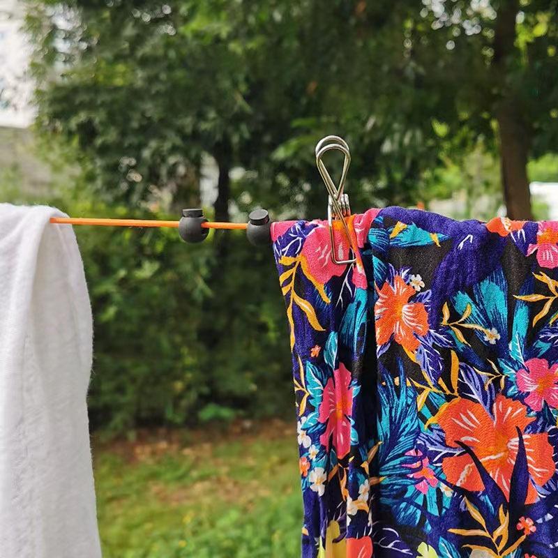 8m Non-Perforated Clothesline Retractable Portable Travel Drying Rack Outdoor Camping Windproof Portable Hanging Rack Clothing