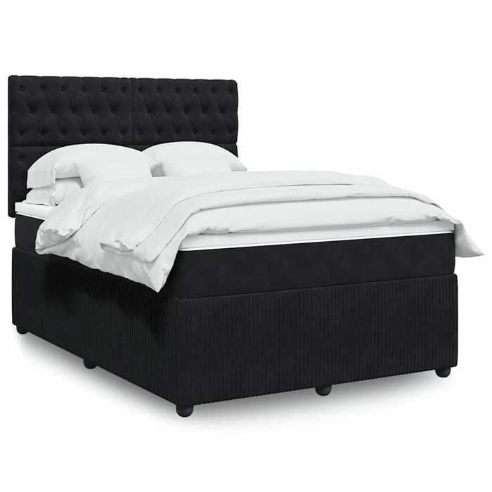 Maison Exclusive - Sommier à lattes de lit avec matelas Noir 140x190 cm Velours