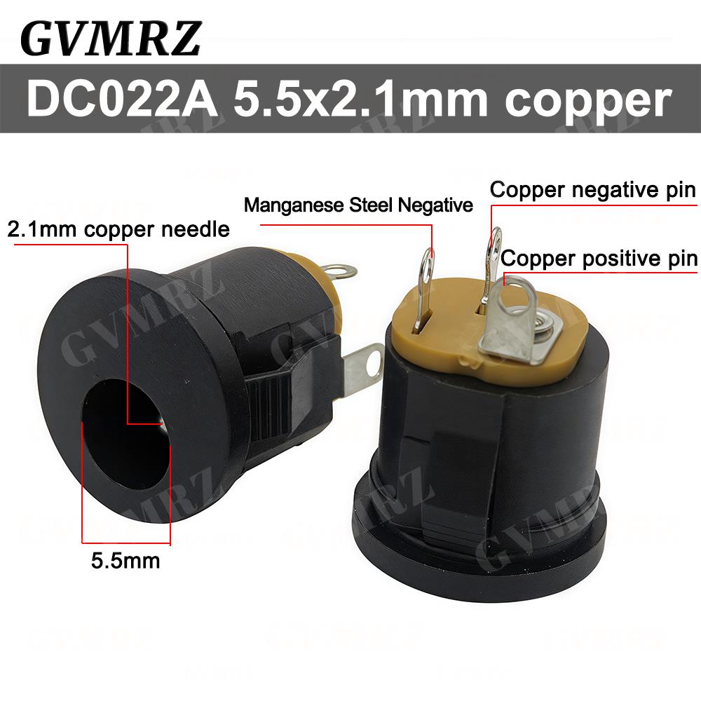 10PCS/lot DC022 DC-022 5.5x2.1mm DC Power Socket 5.5*2.5mm DC Connector 5.5*2.1 Round Hole Interface Panel Socket 3.5x1.3mm