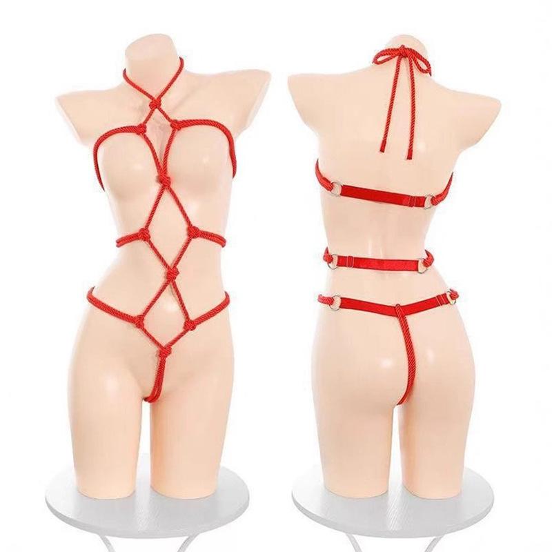 Sexy small-breasted erotic underwear Sexy bundled SM flirting seduction rope suit seduction net uniform woman