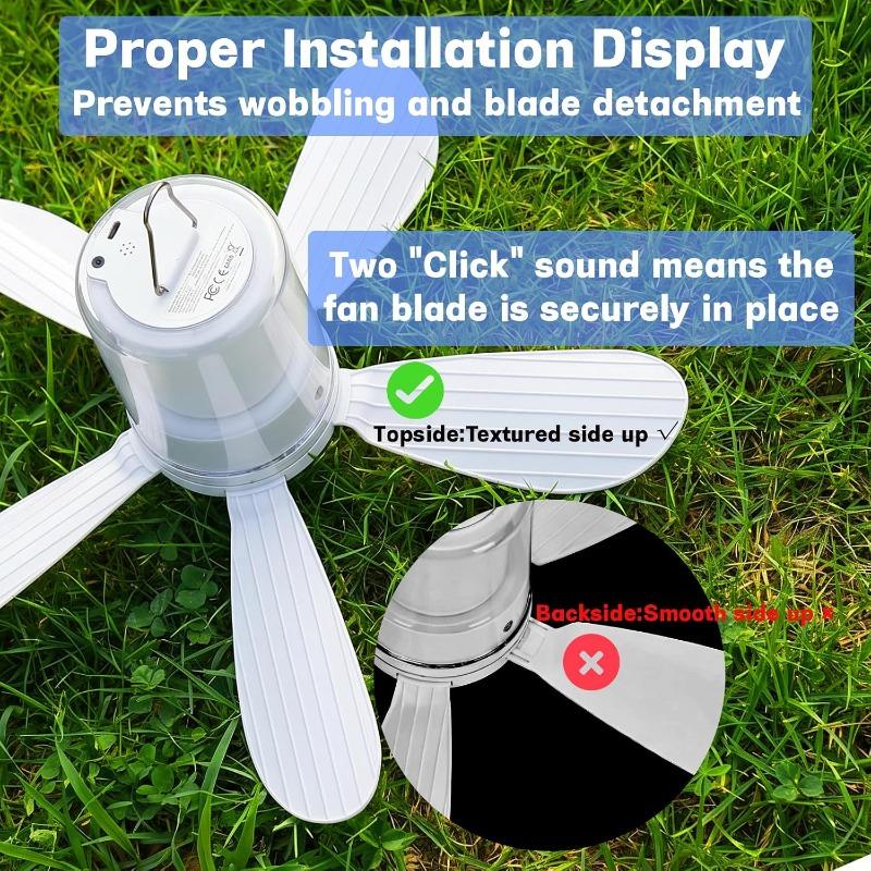 10800mAh Multi-Functional Portable Ceiling Fan with RGB Ambient Lighting, Battery Operated for Bedroom Camping Tent Outdoor Travel