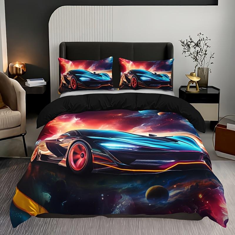 Racing Pattern Digital Printing Quilt Cover Three-Piece Youth Bedding Bedroom Decoration