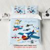 Мультяшный принт с рисунком самолета из 3 частей (1 пододеяльник+2 наволочки, без наполнителя) мягкий и удобный постельный комплект