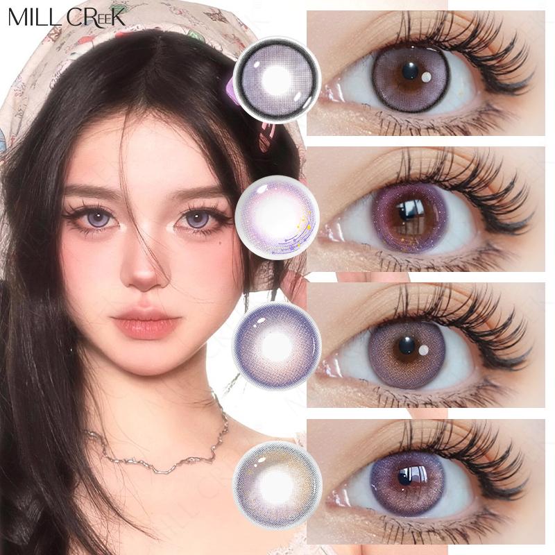 Mill Creek, 2 шт., фиолетовые контактные линзы, мягкие и удобные гидрогелевые, 0 класс, контакты для ежегодного использования, 14,2 мм, косплей, Хэллоуин, фиолетовые глаза