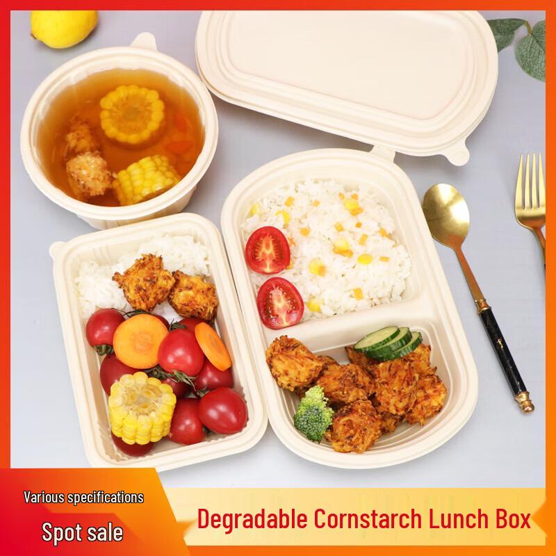 Degradable 4-Compartment Takeout Meal Box