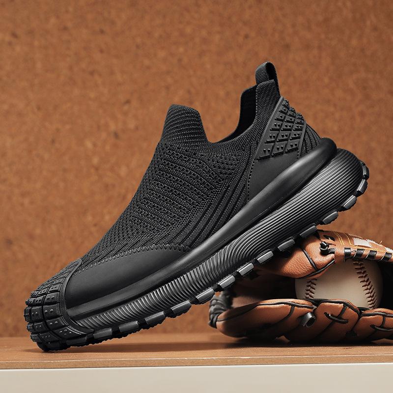 Мужские дышащие сетчатые слипоны 2025 года, резиновый подносок, нескользящая рабочая обувь, удобная повседневная спортивная минималистичная обувь