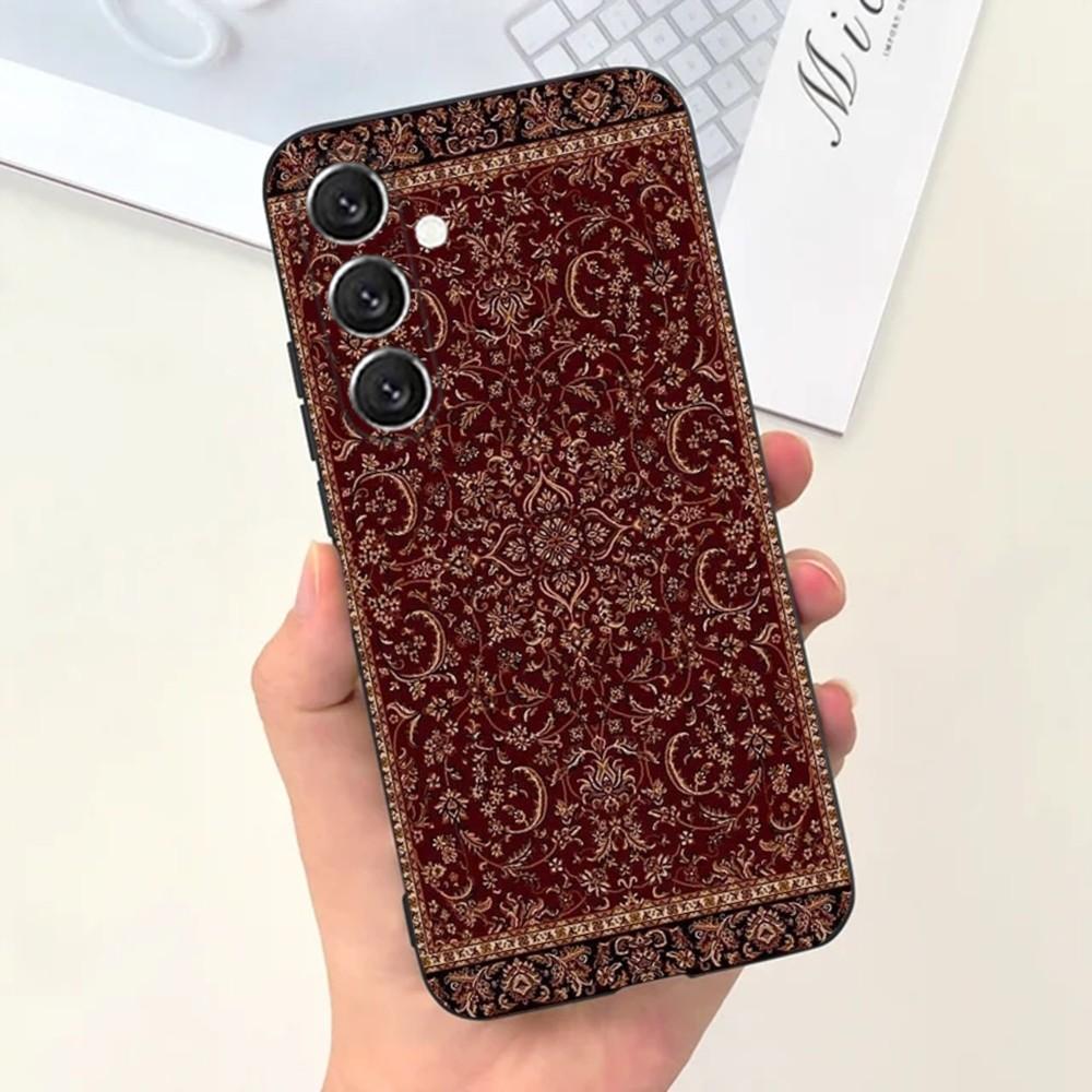 Чехол для телефона с цветочным узором в персидском стиле для Samsung S25, S24, S21, S22, S23, S30, Ultra, S20, Plus, Fe, Lite, Note, 10, 9, 5G Черный чехол