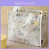 Trendy White Floral Style Simple Lightweight Lunch Bag Tote With Carry Handle