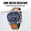 BY BENYAR Watch Watch Chronograph Analog Watch 30M Waterproof Business Simple Stylish Popular Formal Leather Belt Quartz Watch Gift for Men Brown