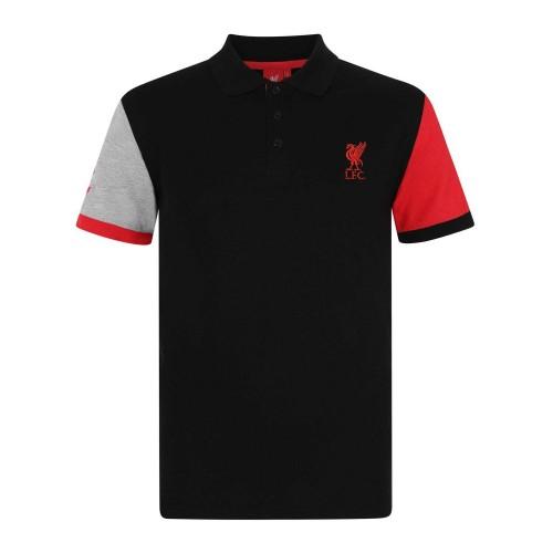 Liverpool FC Mens Crest Contrast Sleeves Polo Shirt