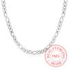 Pure 925 Sterling Silver 18/20/22/24 Inch 8mm Flat Chain Necklace for Women Man Choker Neck Jewelry Wedding Party Charm Gift