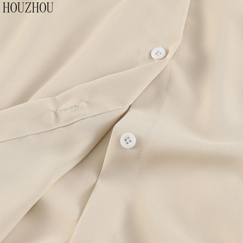 HOUZHOU шифоновая рубашка женские классические ретро корейские офисные женские элегантные повседневные топы большого размера