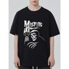 Men's Black T-Shirt Misfits Skull Reaper Graphic Print Casual Streetwear Top