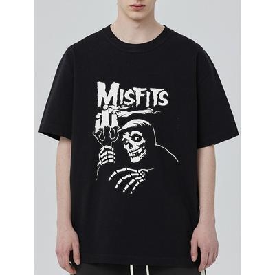 Мужская черная футболка с графическим принтом Misfits Skull Reaper, повседневный уличный топ