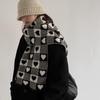 Love Scarf Scarf Heart Knitted Black White Plaid Scarf Thickened Warm Winter Womens Scarves Christmas New Year Gifts