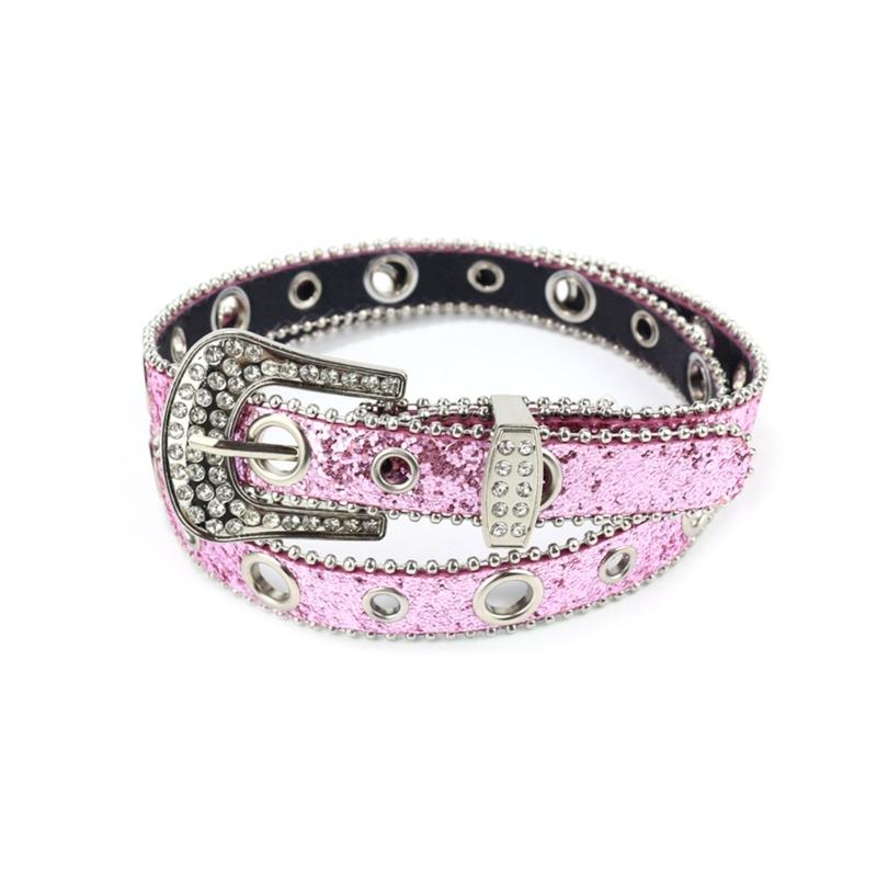 Подростковый пояс с пайетками для джинсов, регулируемый ремень на талию с пряжкой-булавкой, пряжка со стразами, широкий пояс на талию, женский пояс для юбки