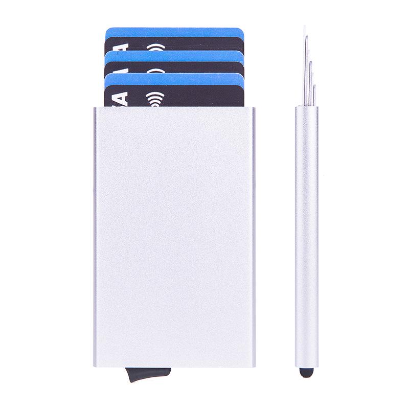 Anti-Theft RFID Aluminum Card Holder with Automatic Pop-Up Function