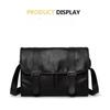 Vintage Black Leather Messenger Bag Classic Crossbody Bag for Men