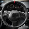 For BMW M Sport 3 5 Series E46 E39 M3 M5 Hand Braid Car Steering Wheel Cover Black Perforated Leather Red Blue Line Red