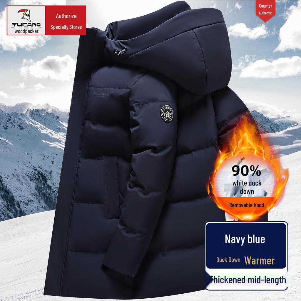 Мужская зимняя пуховая куртка Woodpecker средней длины - Утепленная, теплая верхняя одежда для людей среднего и пожилого возраста