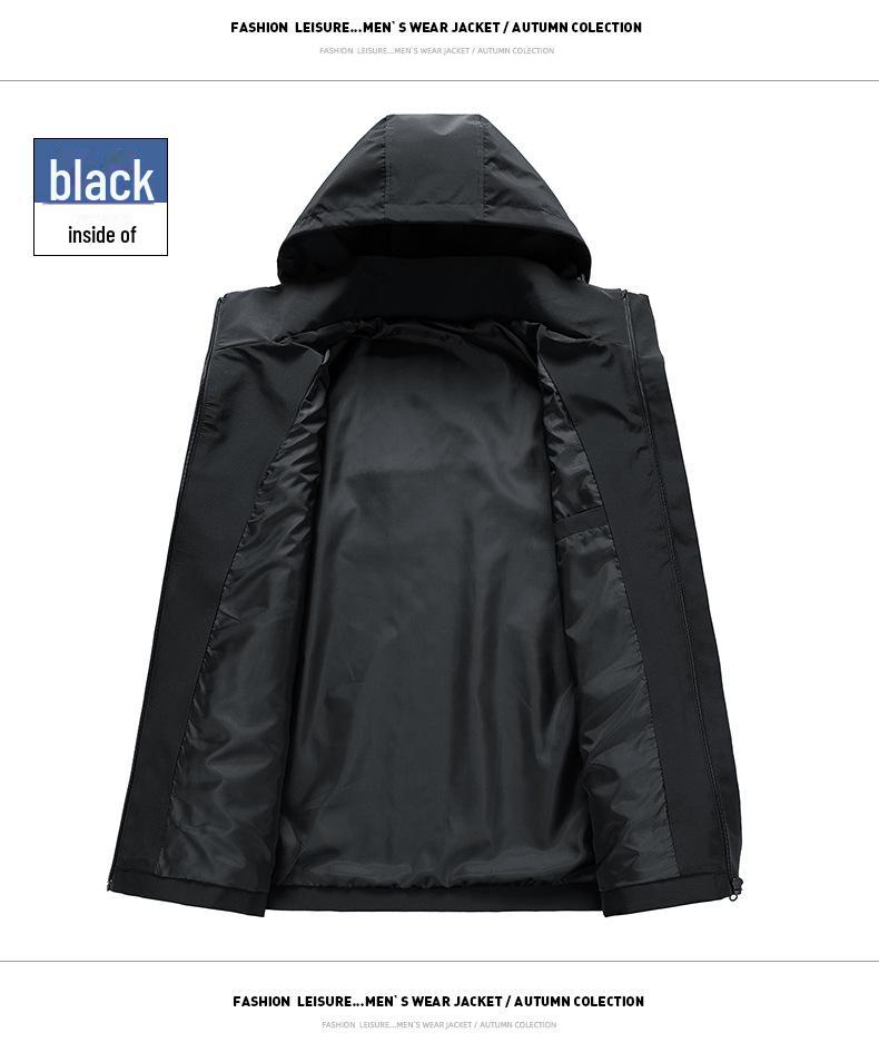 Мужская повседневная ветрозащитная куртка с капюшоном - свободный крой, эластичный шнурок, однотонный цвет, большой размер, модный верх