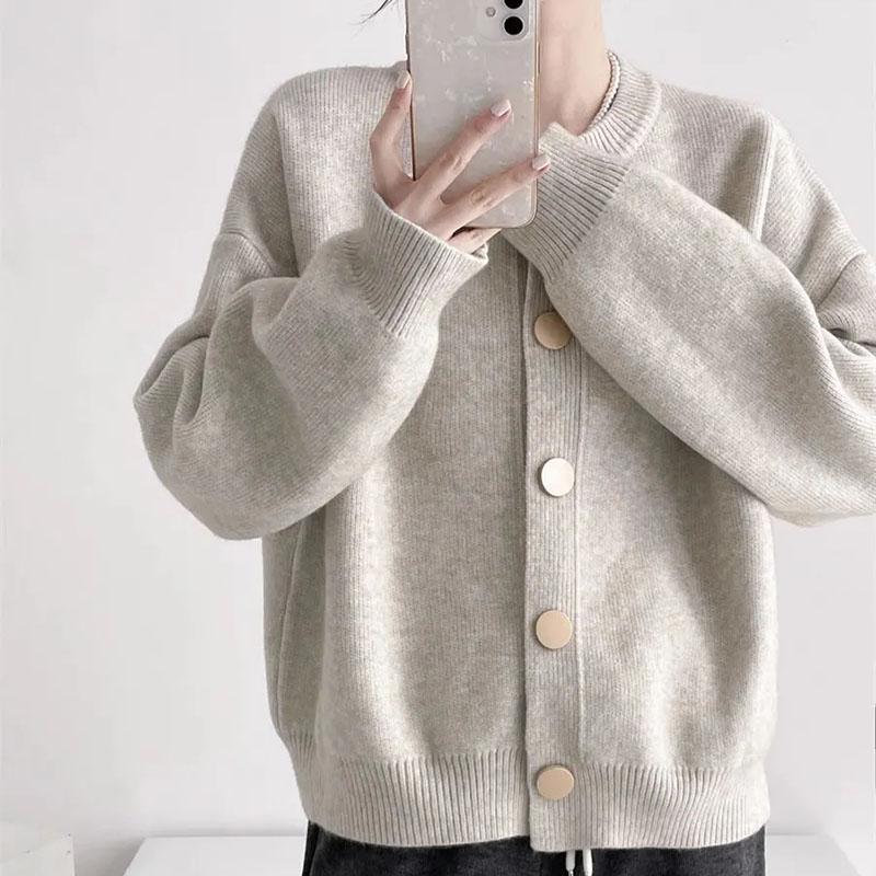 Свитера Пальто Кардиган для Женщин Осень Зима Большой Размер Винтажный Свободный Длинный Рукав Вязаный Кардиган Свитера Куртка