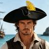 Wide Brim Tricorn Hat Feather Decorated Costume Hat Unisex Fashionable feather hat  Halloween Party