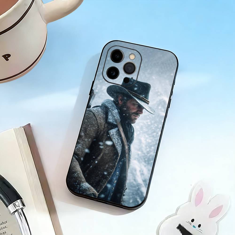 RDR2-Артур Морган Чехол для телефона для iPhone 17, 16, 15, 14, 13, 12, 11 Plus, Pro Max, Другие Мягкий черный чехол