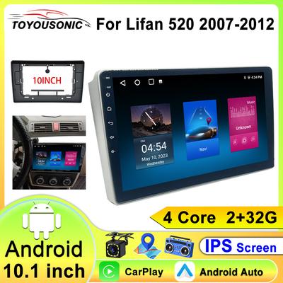 Автомобильный радиоприемник, мультимедийный видеоплеер для LIFAN 520 2007-2012 10,1-дюймовый беспроводной Carplay Android Auto GPS навигация стерео головное устройство