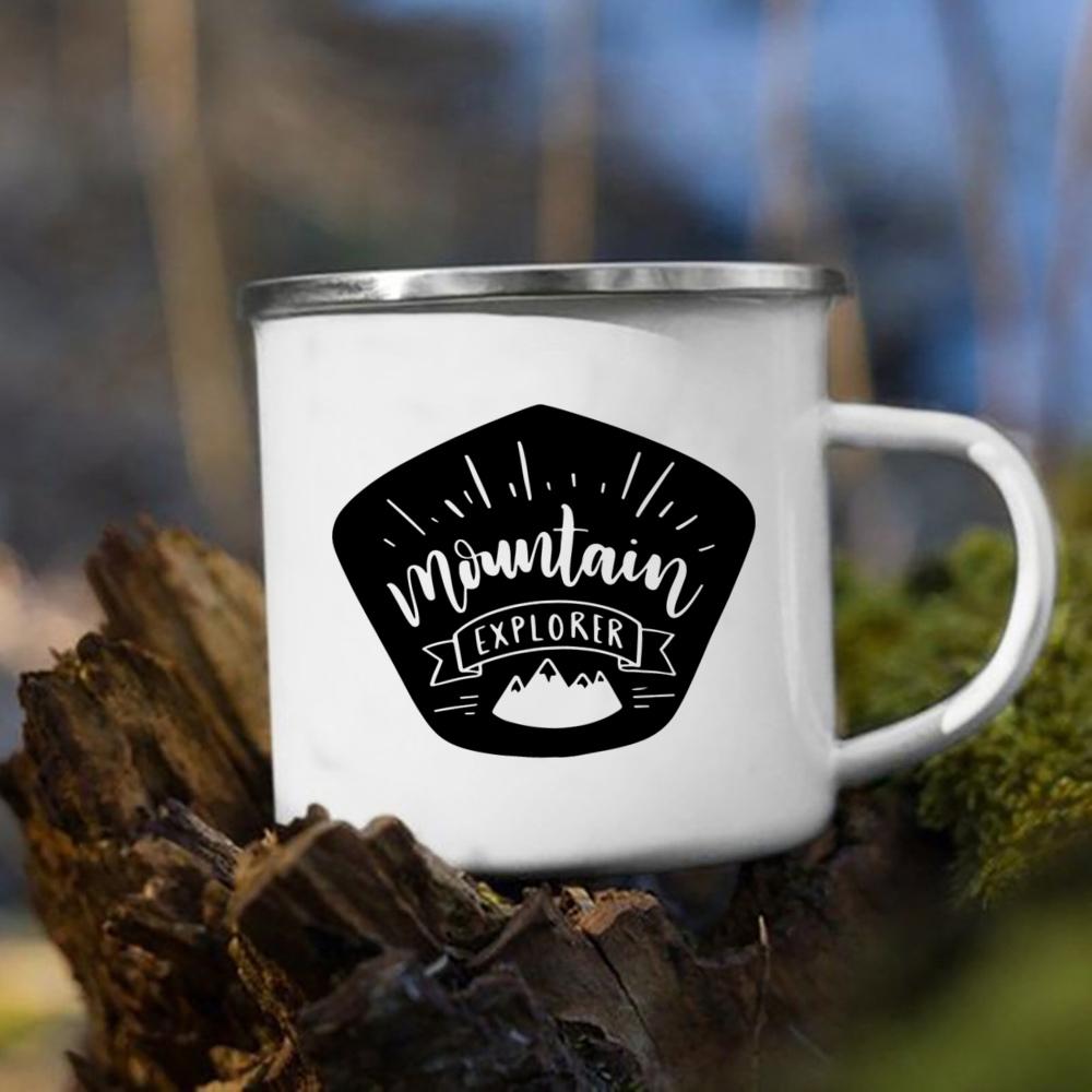 Let's Go Travel The World Camping Enamel Cup Handle Cups Coffee Tea Milk Mugs Party Best Gifts Camping Campfire Coffee Mugs