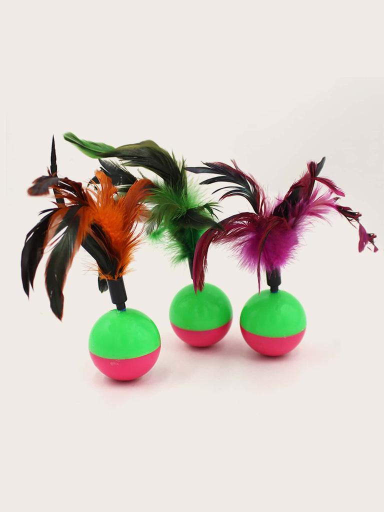 1pc Pets Empire Feather Tumbler Cat Toy Ball Toy Cat Tumbler Mouse Plush Cat Amusement Supplies Pet Toy Creative Cat Sanding