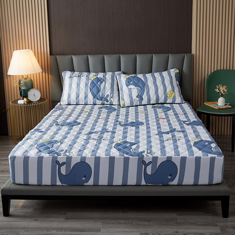 Стеганая водонепроницаемая простыня с эластичным однотонным наматрасником королевского размера для двуспальной кровати