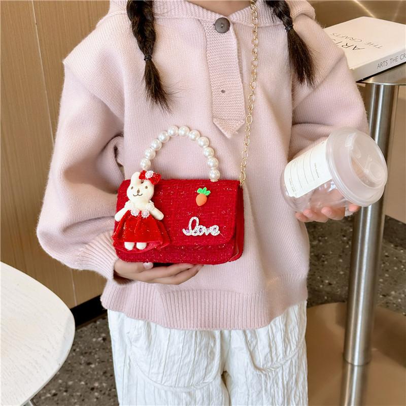 Knot Stylish Butterfly Girls Handbag Pearl Shoulder Bag For Children With Cute Design
