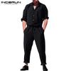 INCERUN Уличная одежда больших размеров, мужские цельные комбинезоны, комбинезон с длинными рукавами, уличные брюки-карго, комбинезон