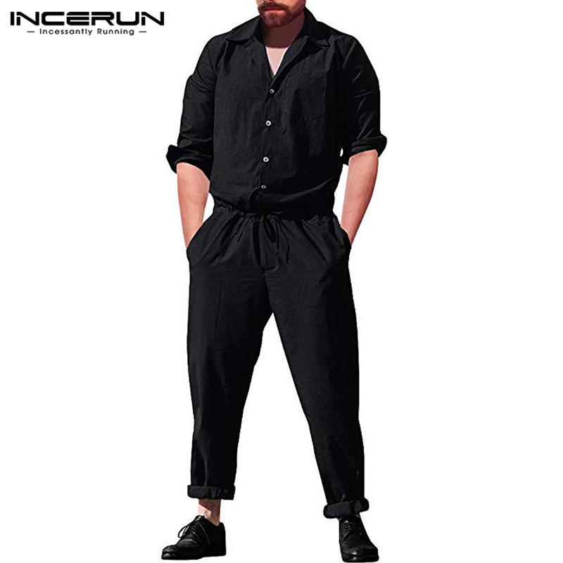 INCERUN Уличная одежда больших размеров, мужские цельные комбинезоны, комбинезон с длинными рукавами, уличные брюки-карго, комбинезон