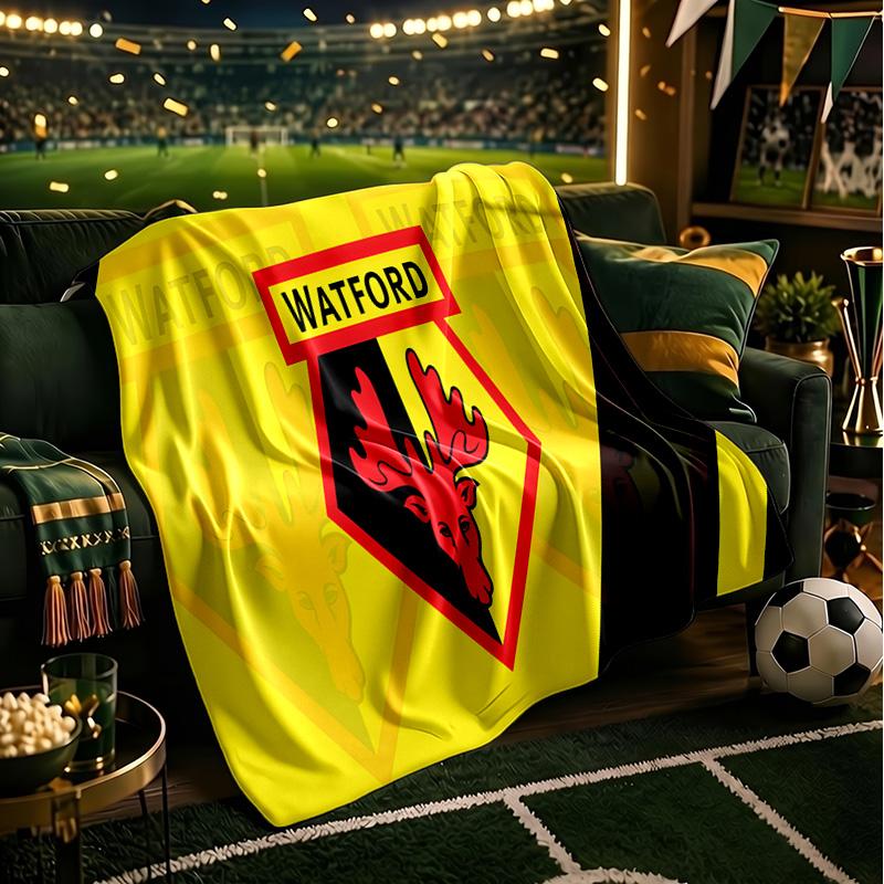 Wat-ford Football Crest Throws Blanket Flannel Blankets Plush for Couch Bed Gifts for Men Women Travel picnic blanket Christmas fan gifts