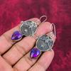 Серьги из фиолетовой меди и бирюзы, ювелирные изделия из цельного серебра 925 пробы, серьги с драгоценными камнями, подарок для нее, изящные ювелирные изделия ручной работы