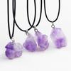 Clavicle Chain Irregular Shape Faux Crystal Purple Natural Stone Pendant Necklace
