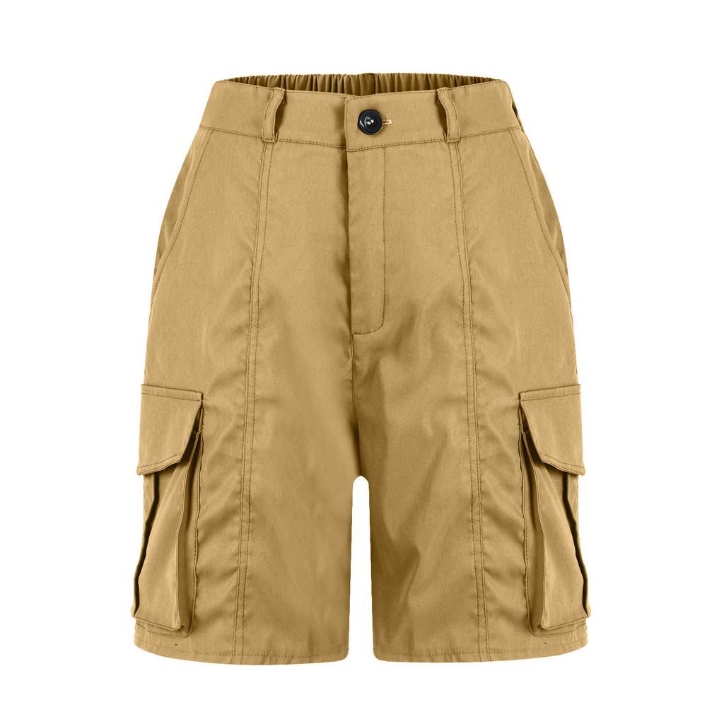 Шорты-бермуды для женщин, шорты-карго длиной до колена, 6 карманов, эластичная резинка на талии, длинные шорты для лета, повседневные